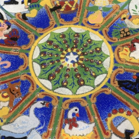 Peggy Karr 12 Days of Christmas Fused Glass Plate 11.25" Signed - Picture 6 of 8